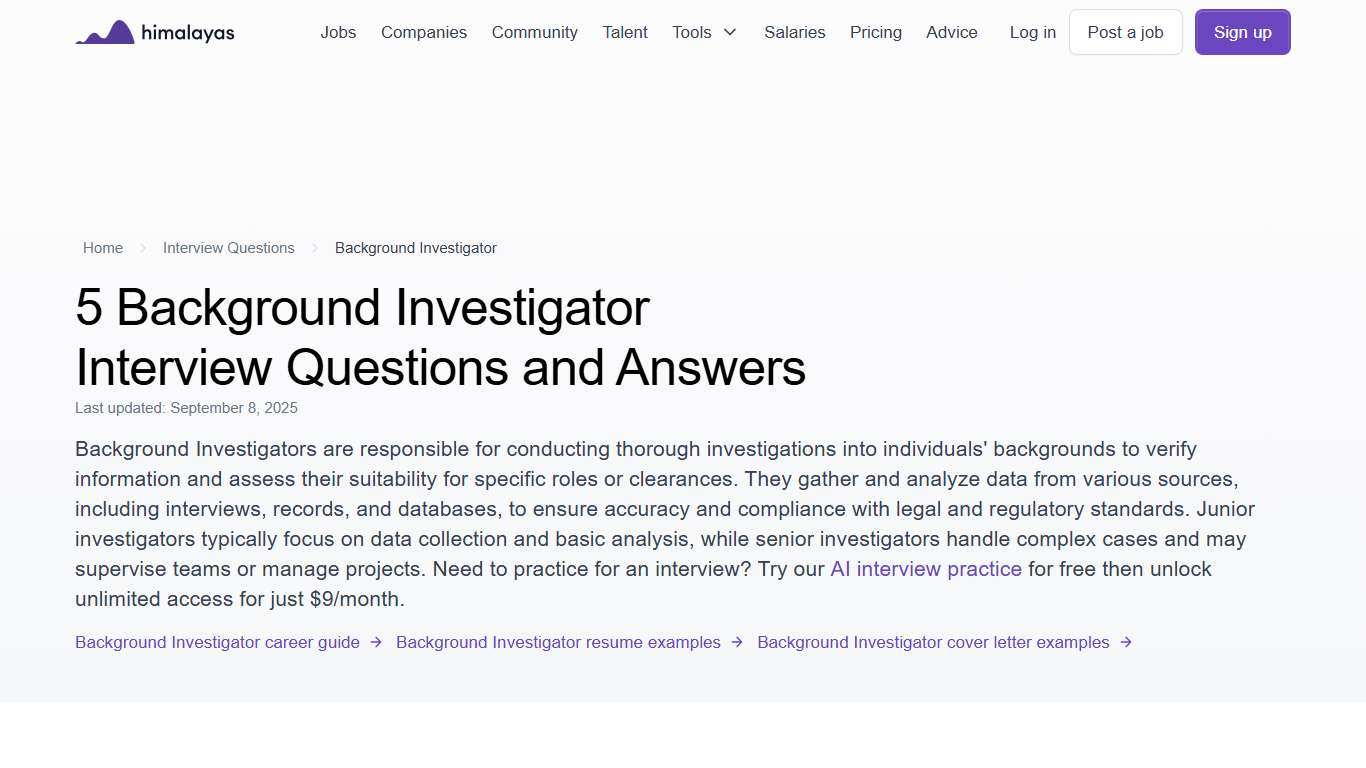 5 Background Investigator Interview Questions and Answers for 2026 Himalayas