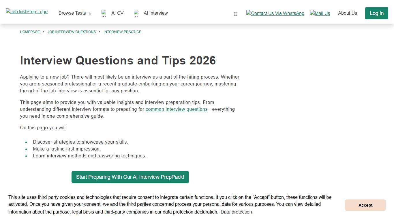 Interview Questions and Tips 2026 - JobTestPrep