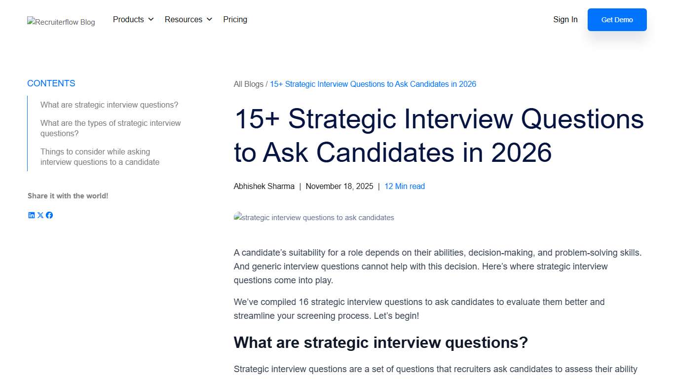 15+ Strategic Interview Questions to Ask Candidates in 2026 - Recruiterflow Blog